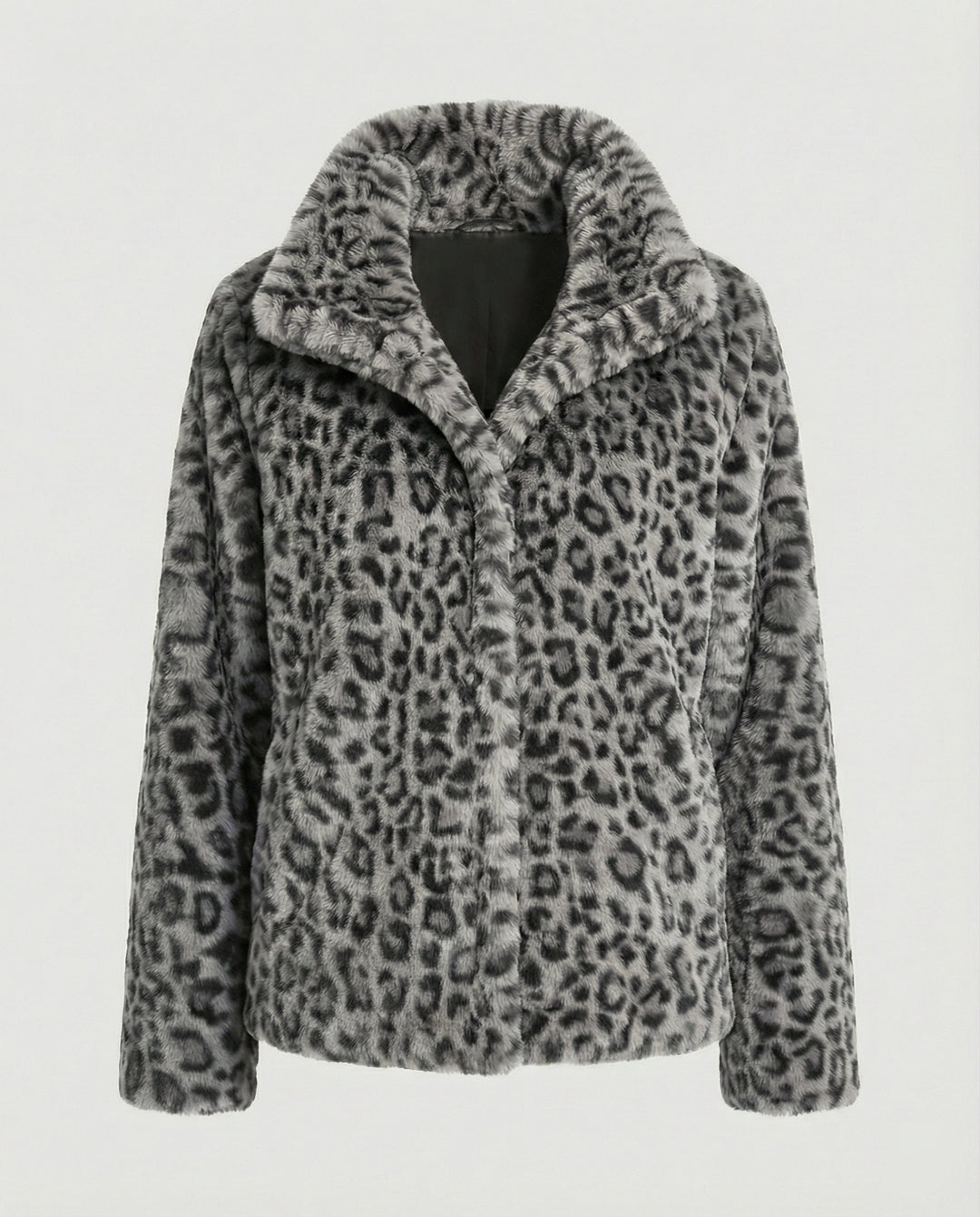 R&B | Mantel - Kunstpelz - Oversized Fit - Reverskragen - Leopardenprint