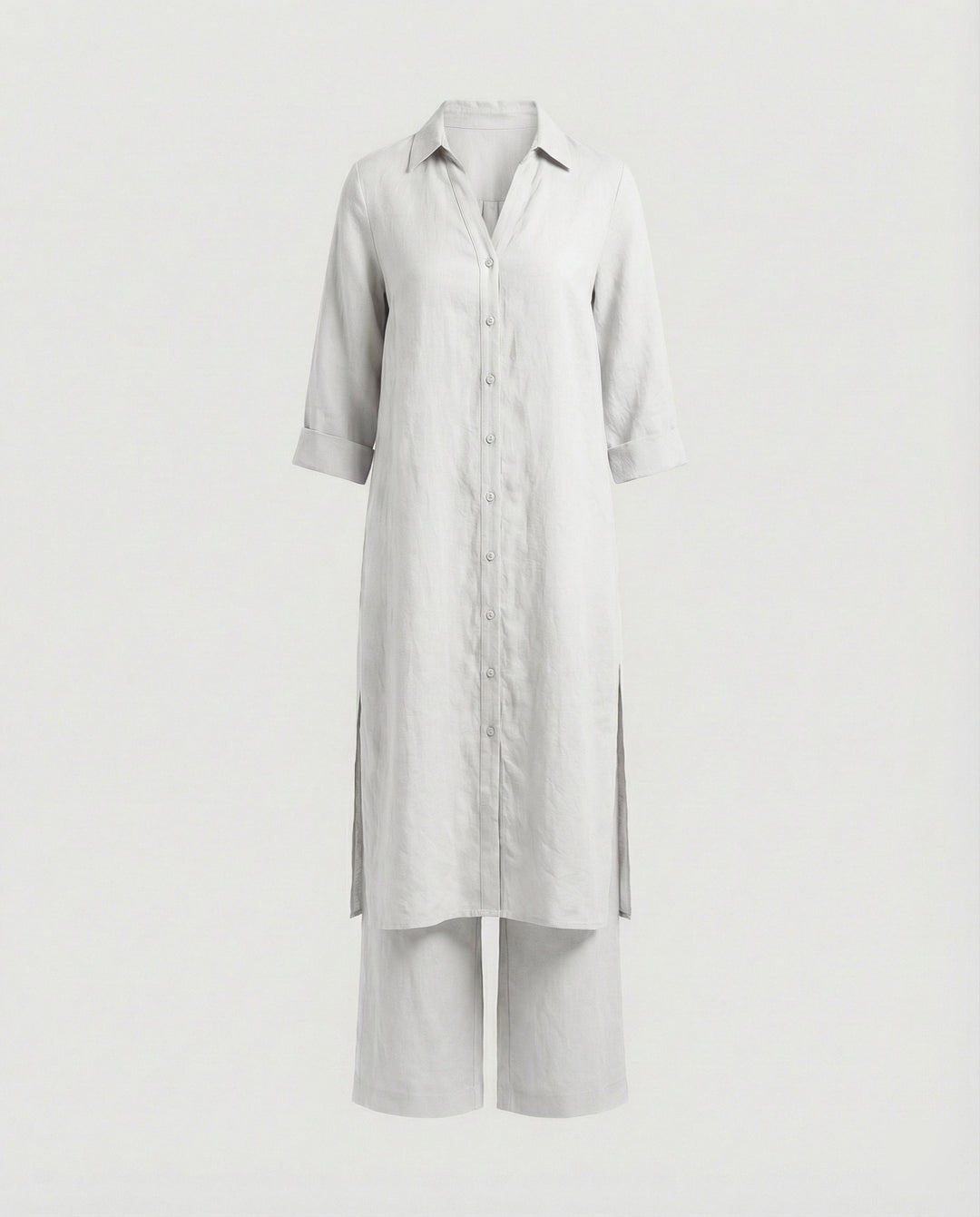 Leinen Maxikleid Mit Knopfleiste Damen
