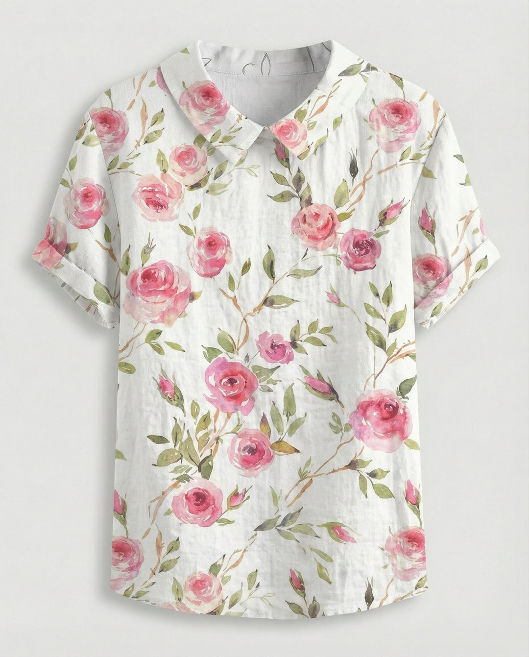 Damen Bluse Leinen Peter Pan Kragen