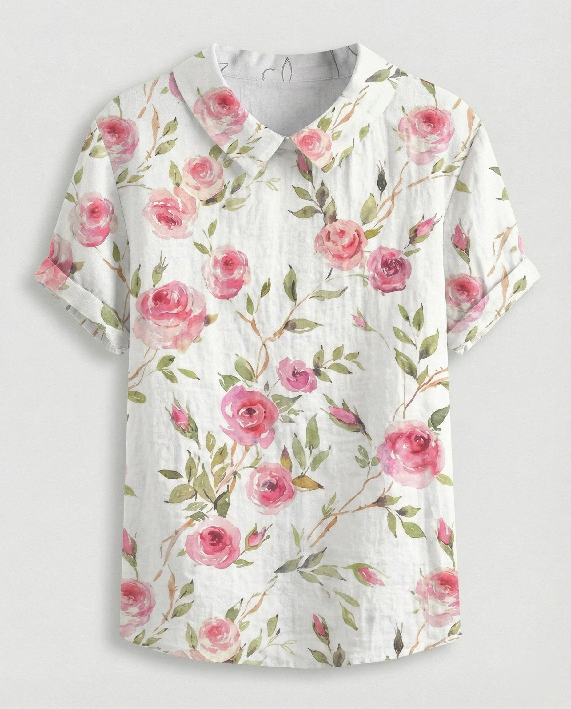 Damen Bluse Leinen Peter Pan Kragen