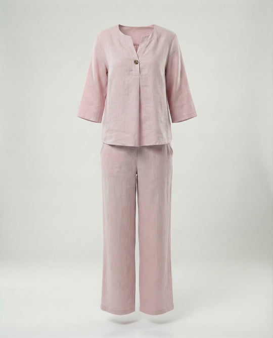 Damen leichte Leinenbluse mit Knopfdetails
