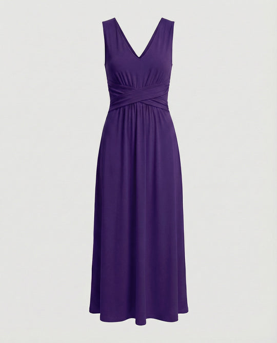 Damen Maxikleid V Ausschnitt ärmellos