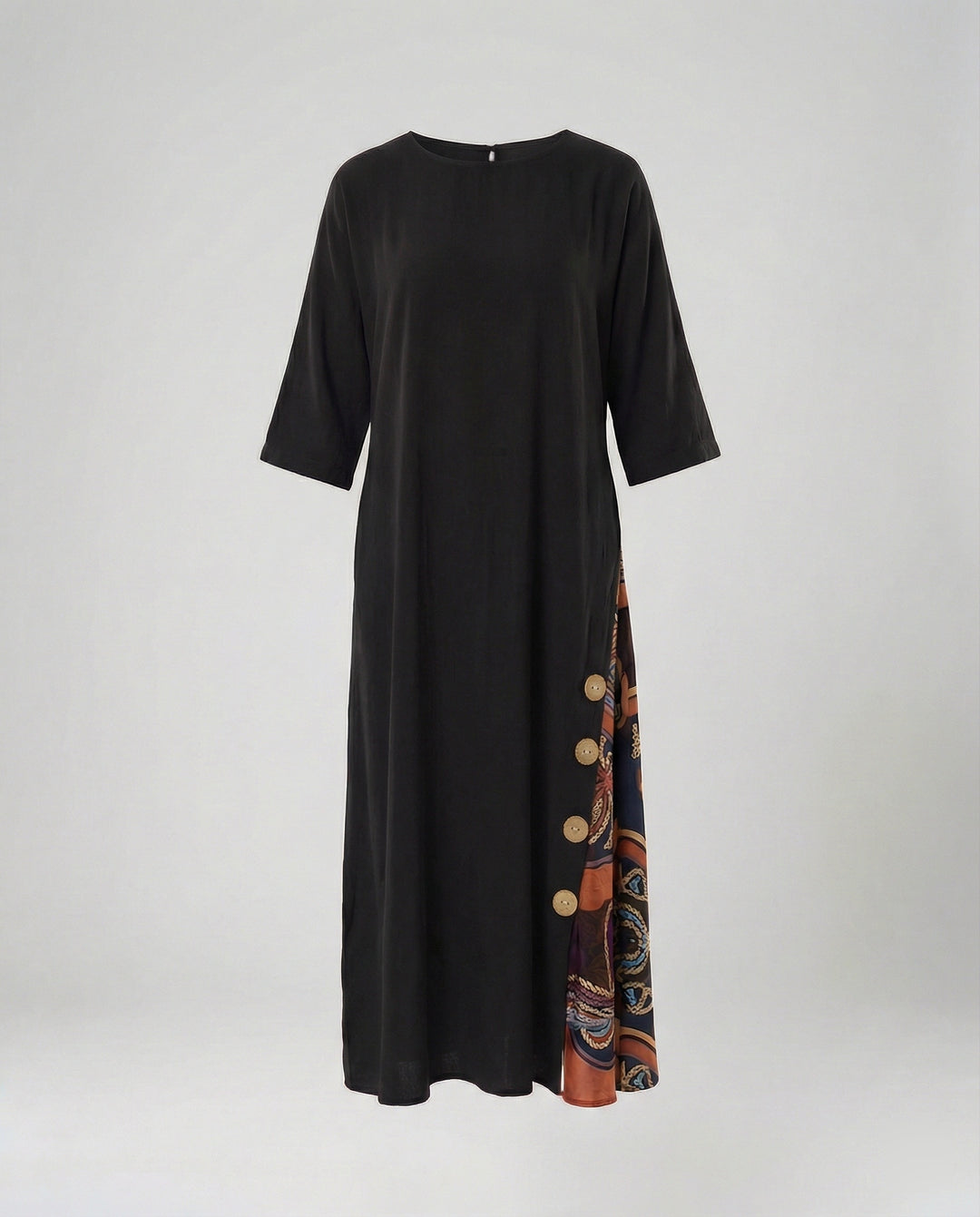 Damen Maxikleid Print asymmetrisch