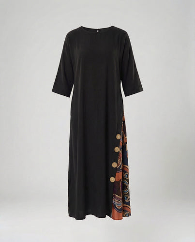 Damen Maxikleid Print asymmetrisch