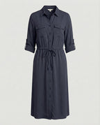 Damen Hemdblusenkleid mit Kordelzug