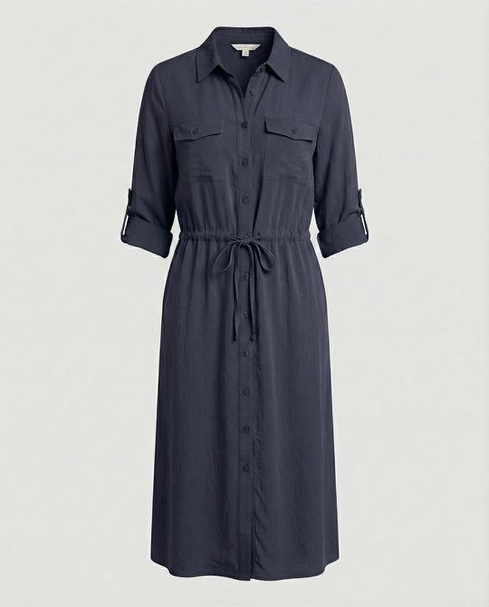Damen Hemdblusenkleid mit Kordelzug