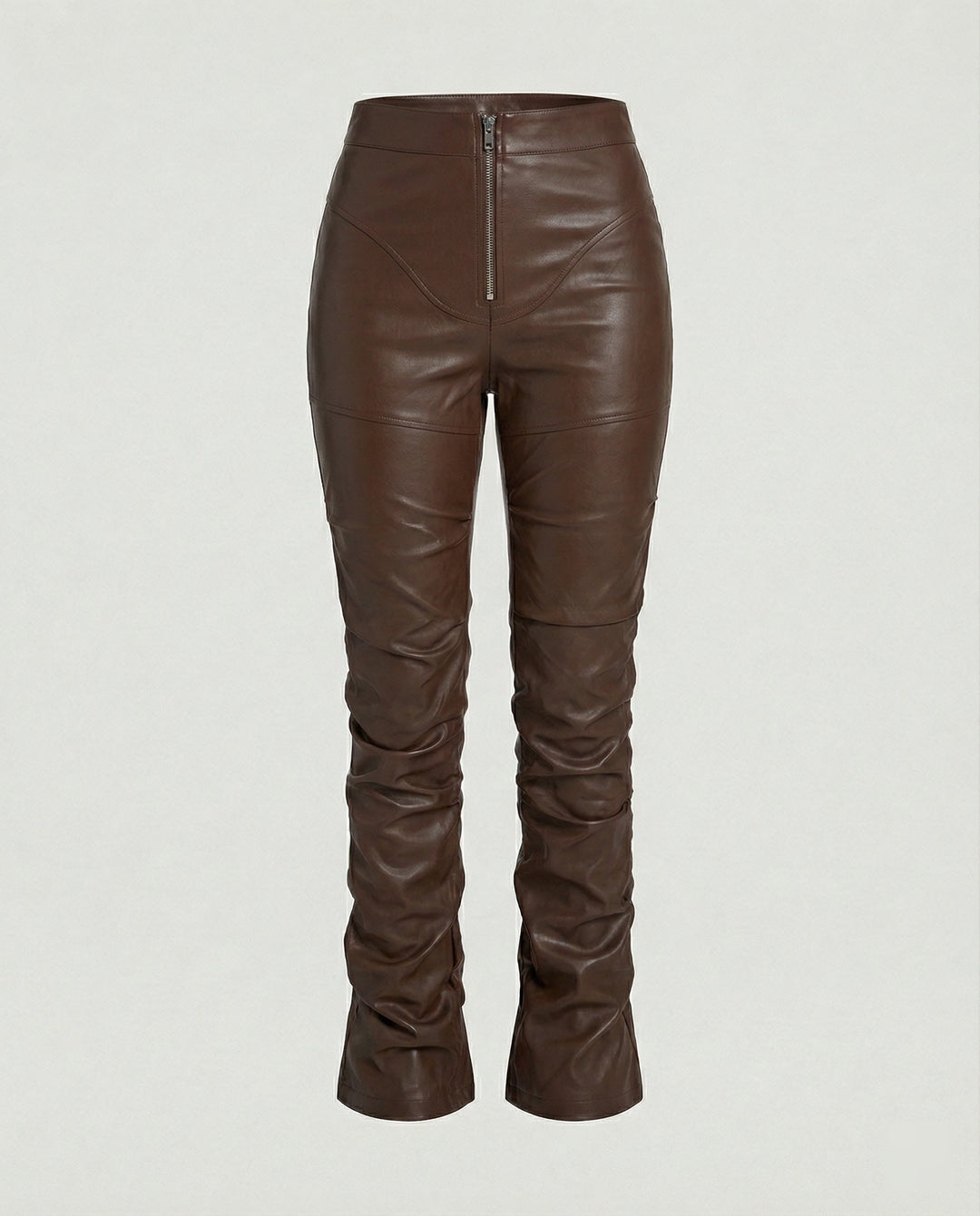 Damen High-Waist Kunstlederhose mit weitem Bein
