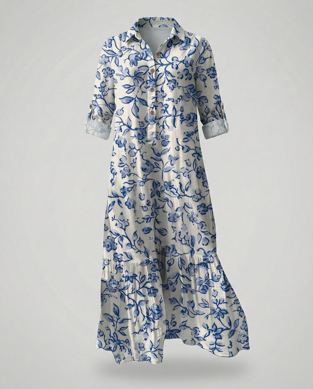Damen Hemdblusenkleid mit Volant