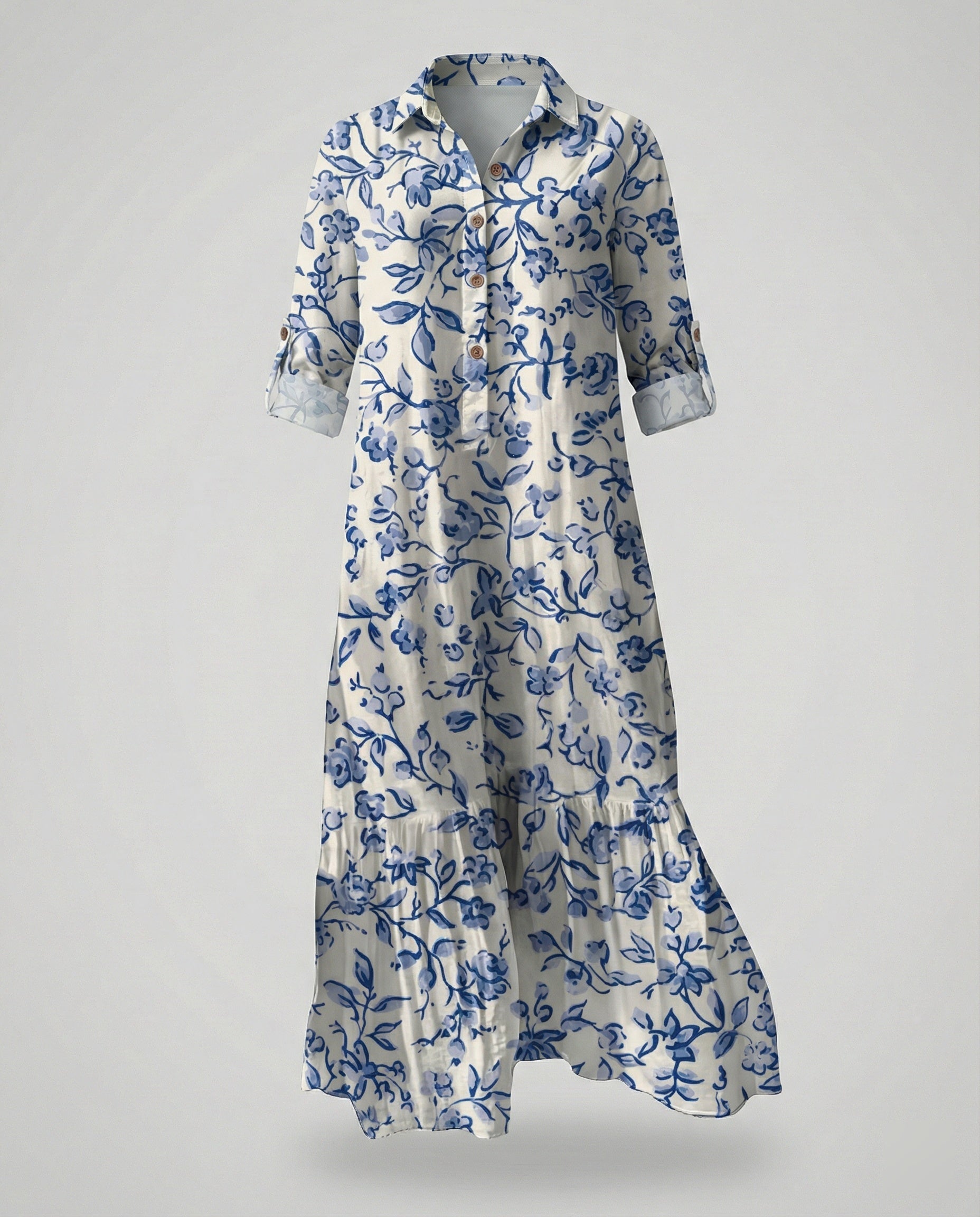 Damen Hemdblusenkleid mit Volant