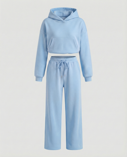 Damen Sweat-Set mit lässigem Schnitt und hohem Kragen R&B