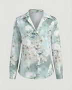Hemdbluse Seidenoptik Damen Floral