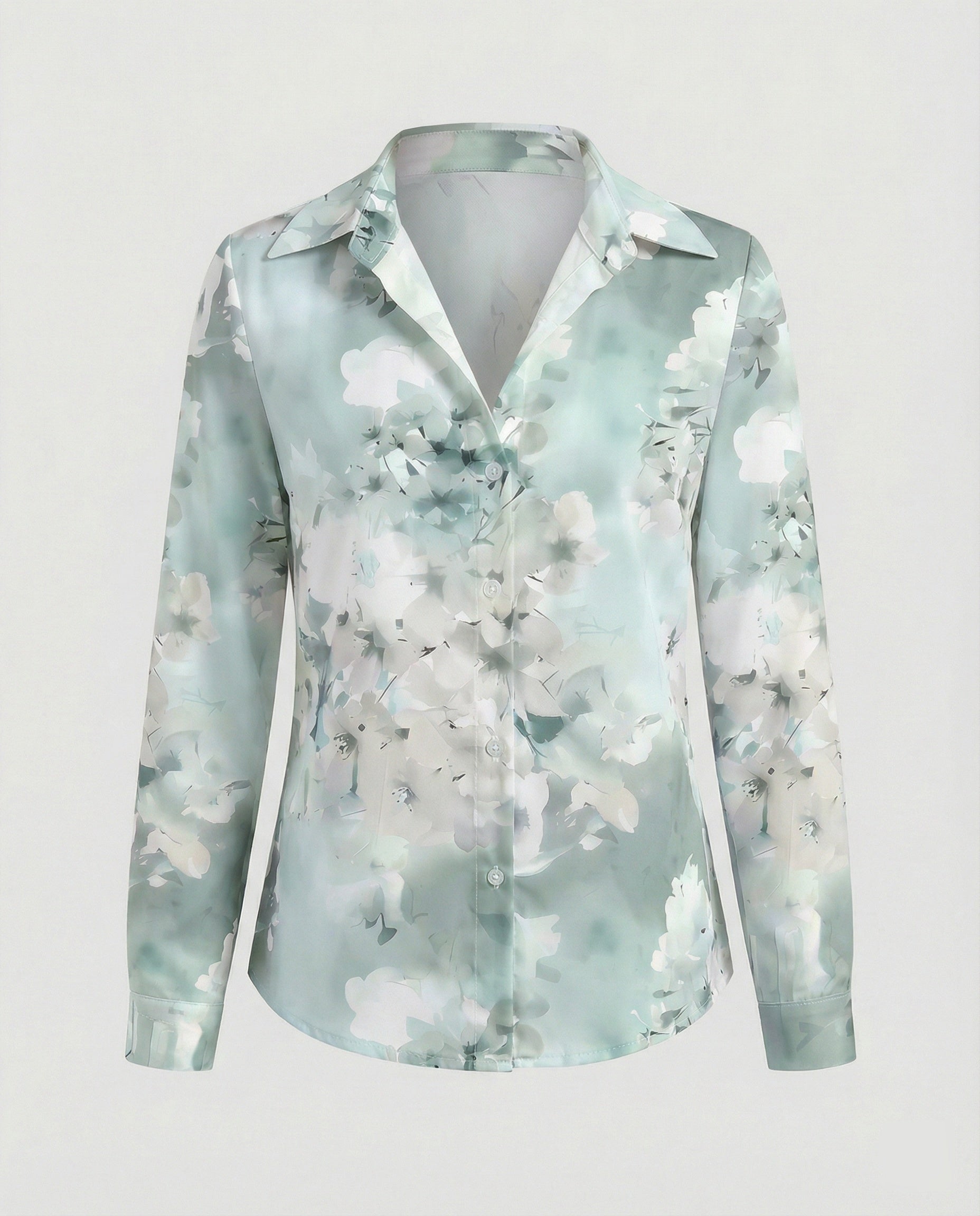 Hemdbluse Seidenoptik Damen Floral