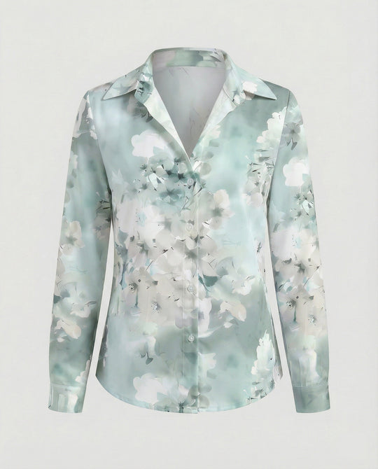 Hemdbluse Seidenoptik Damen Floral