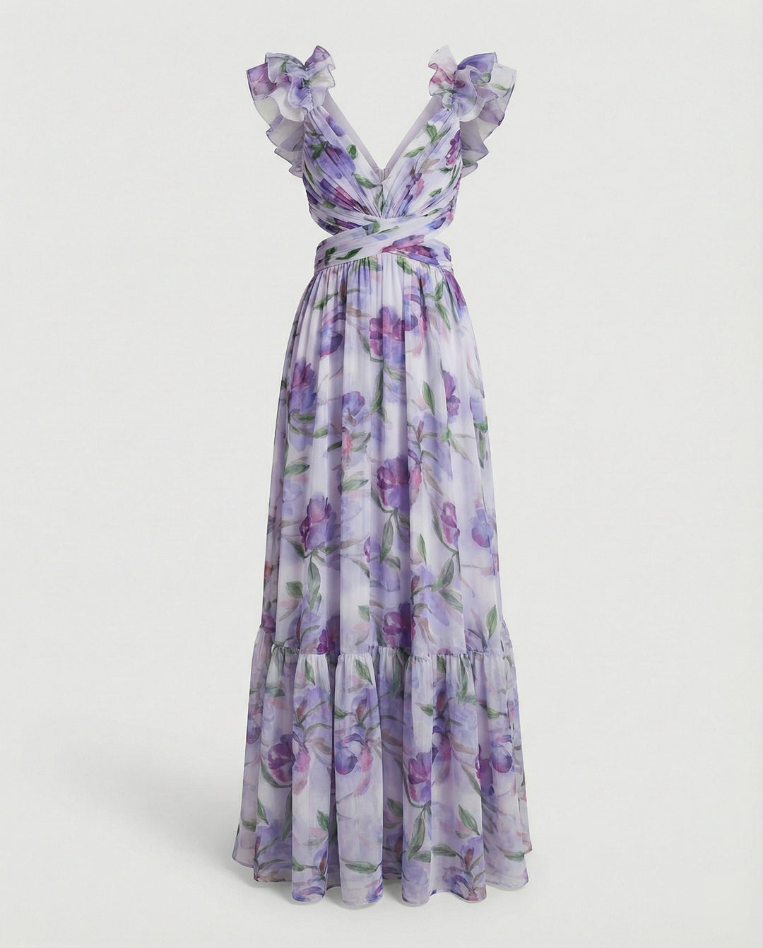 Damen Maxikleid Chiffon V-Ausschnitt