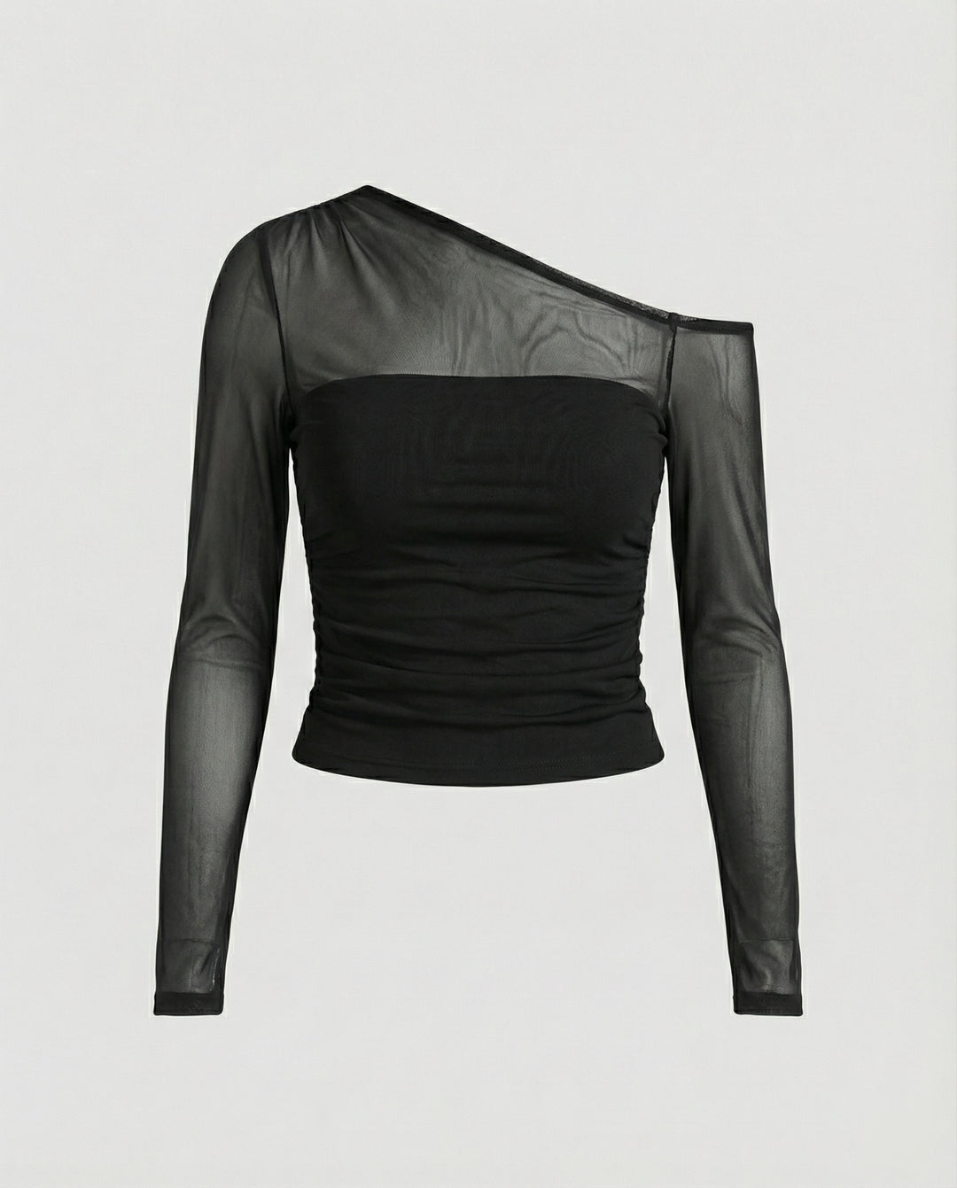 Damen Elegantes asymmetrisches Oberteil mit schulterfreiem Design und Raffung R&B