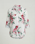 Leinenoptik Bluse Damen Floral