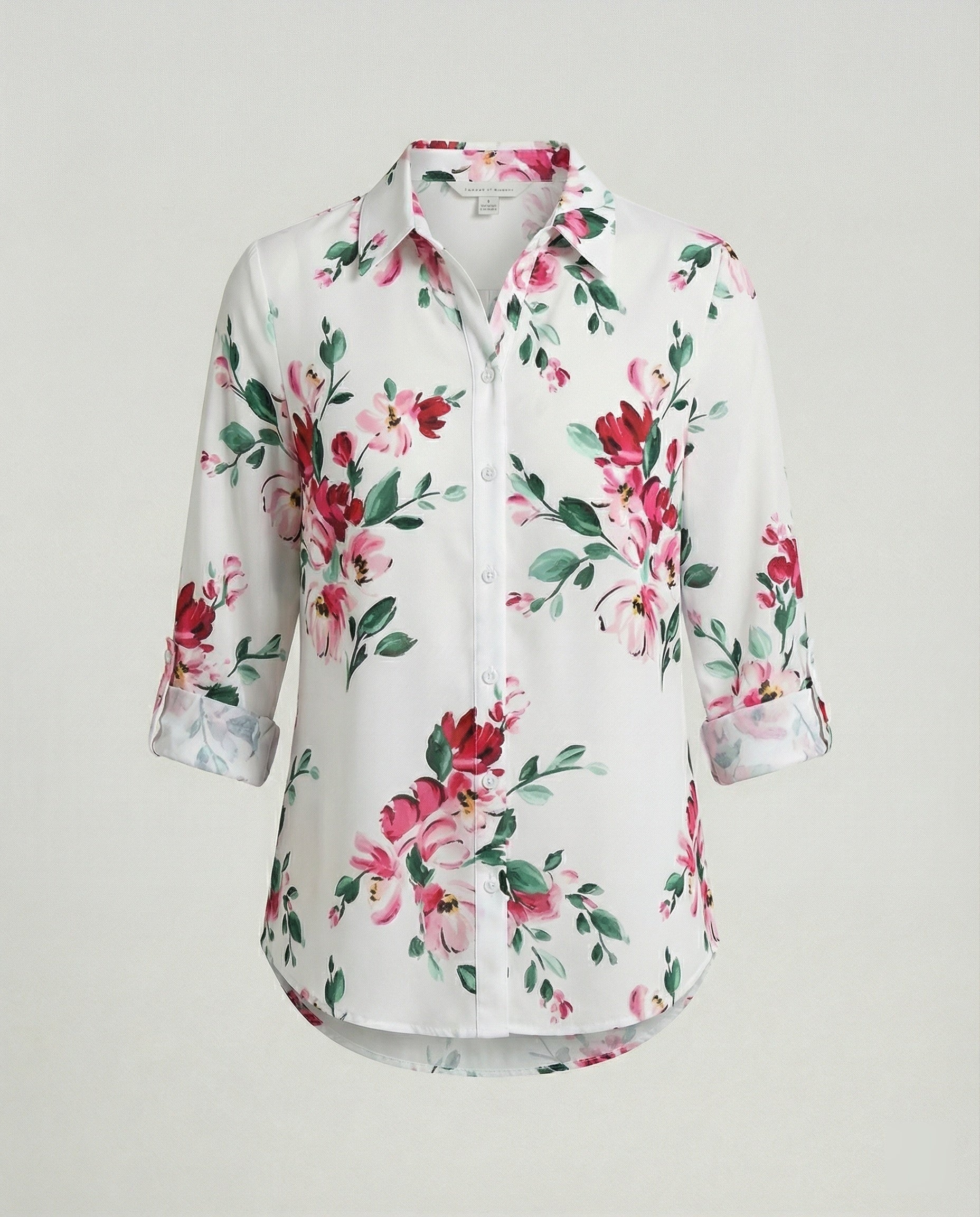 Leinenoptik Bluse Damen Floral