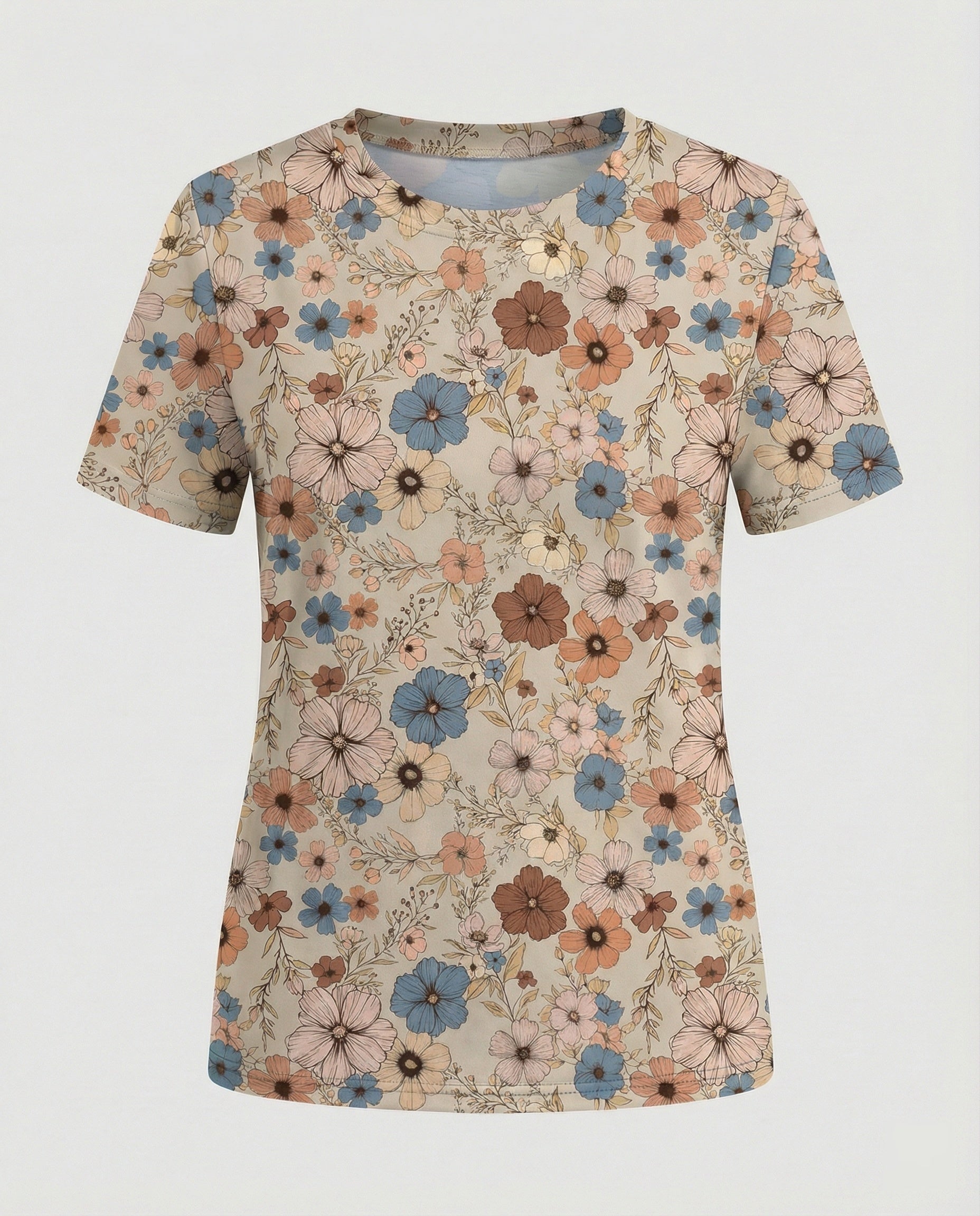 Kurzarmshirt Damen Mit Blumenprint