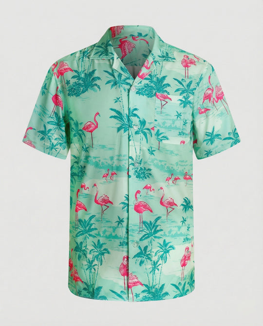 Kurzarm Hawaiihemd Herren Palmenprint
