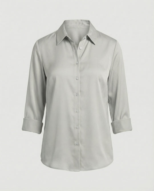 Damen elegante Baumwollbluse mit Stehkragen