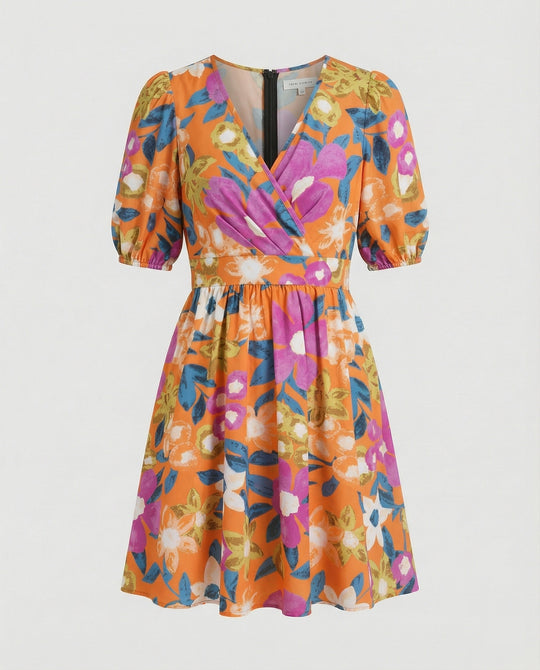 Damen Minikleid floral Wickeloptik