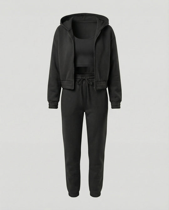 Damen Freizeit Set 3-teilig mit Hoodie und Jogginghose