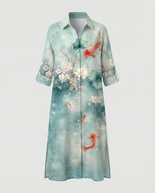 Damen Kaftan Kleid lang Seidenoptik