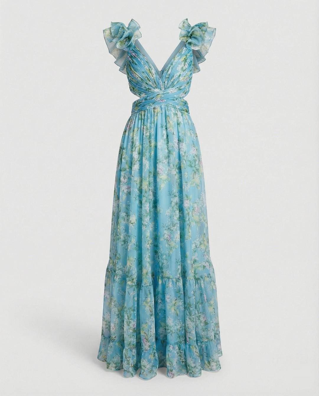 Damen Maxikleid Chiffon V-Ausschnitt