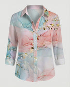 Leinenoptik Bluse Damen Floral