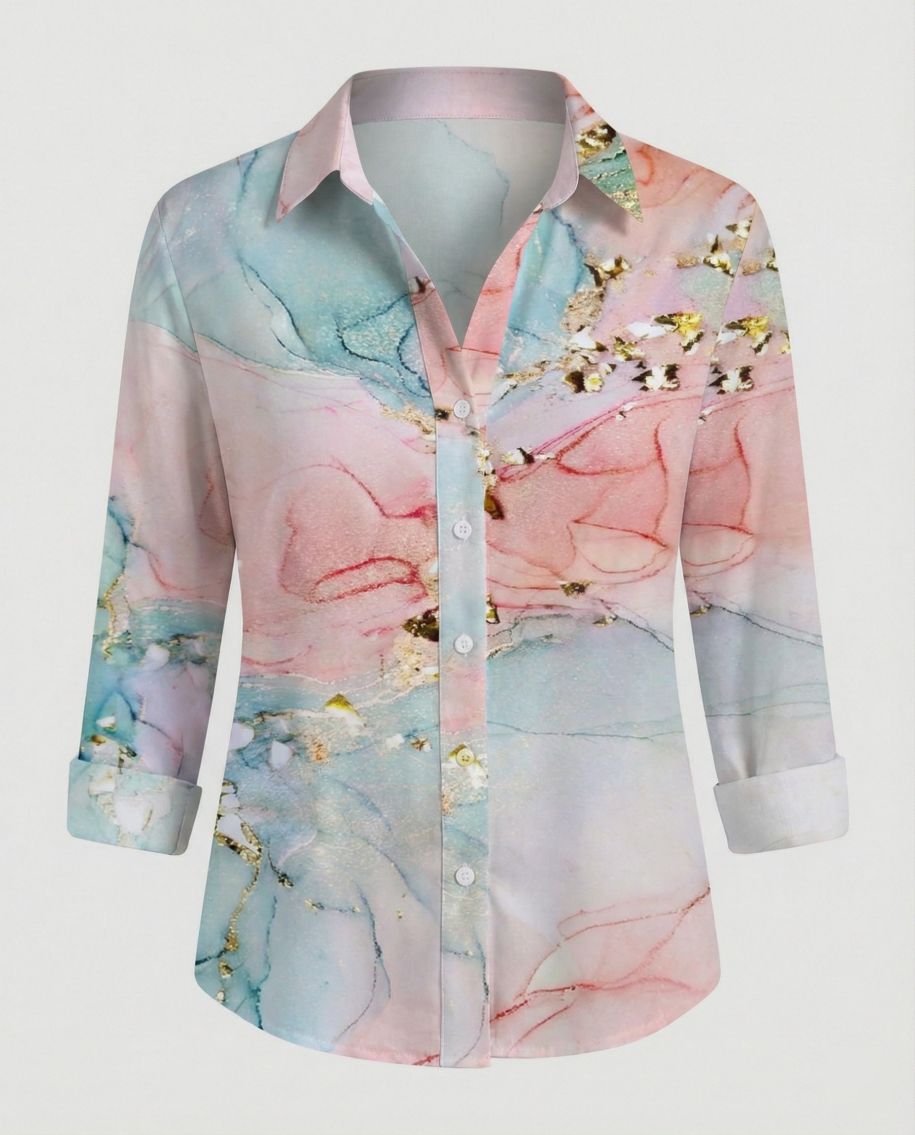 Leinenoptik Bluse Damen Floral