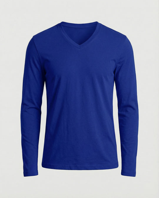 Herren lässiges V-Ausschnitt Langarmshirt R&B
