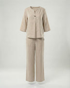 Damen leichte Leinenbluse mit Knopfdetails