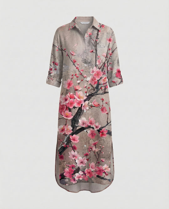 Damen Kaftan Kleid lang Seidenoptik
