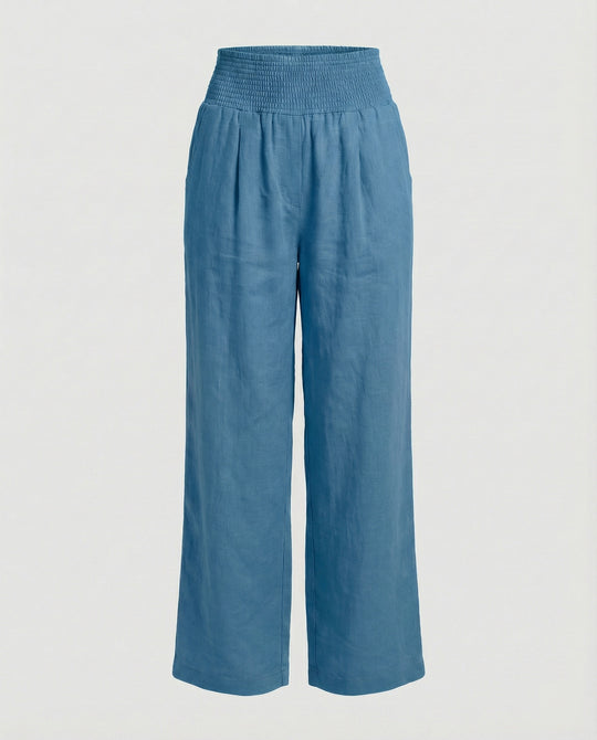 Damen Luftige Leinenhose mit elastischem Bund und Weitschnitt R&B