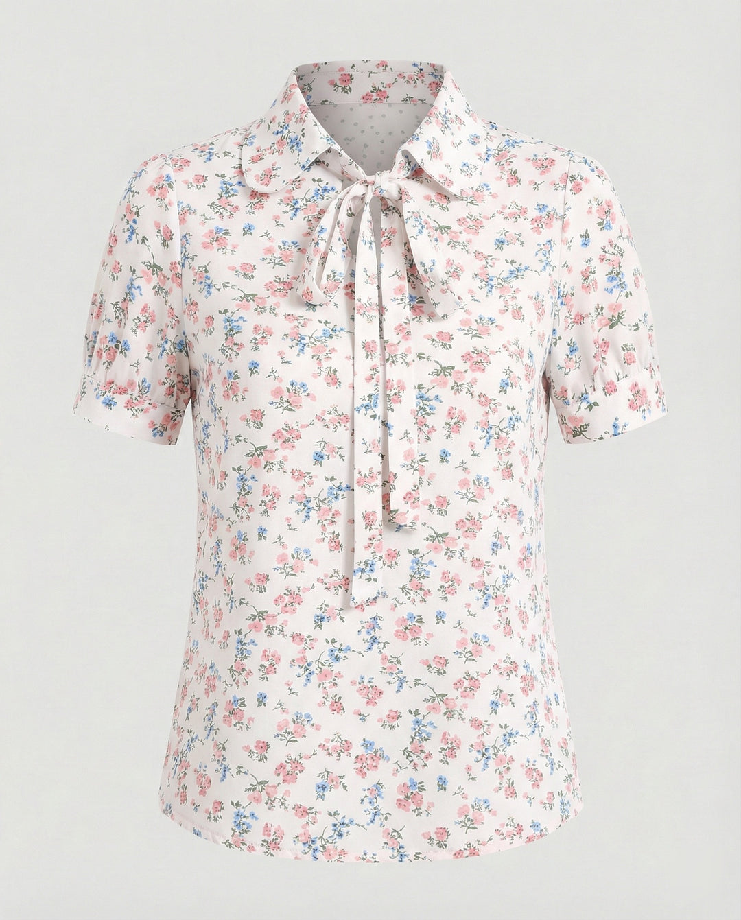 Bluse Damen Kurz mit Krawattenkragen