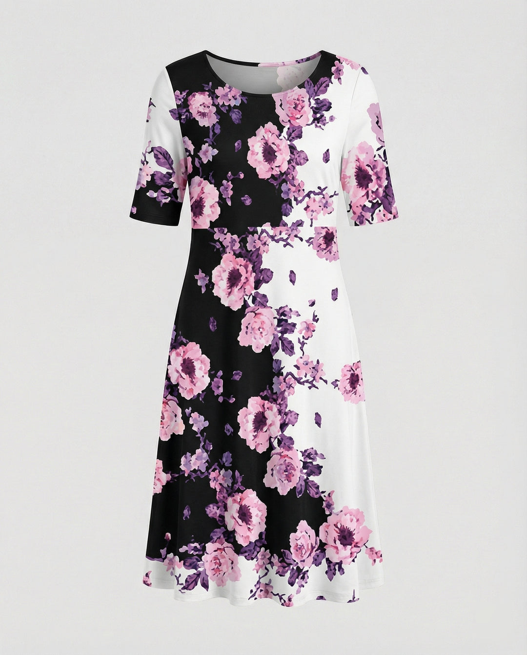 Damen Midikleid A-Linie Freizeitkleid