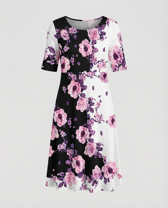 Damen Midikleid A-Linie Freizeitkleid