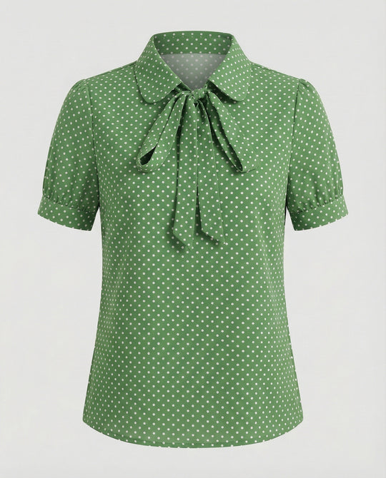 Bluse Damen Kurz mit Krawattenkragen