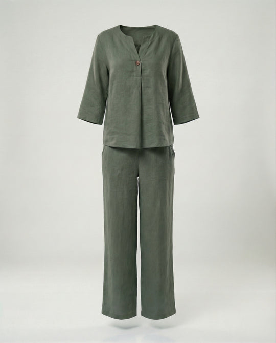 Damen leichte Leinenbluse mit Knopfdetails