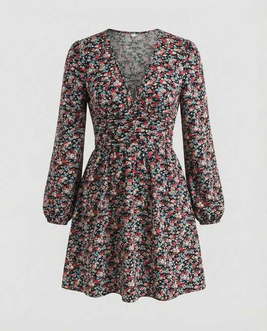 Damen Freizeitkleid Mini mit V-Ausschnitt