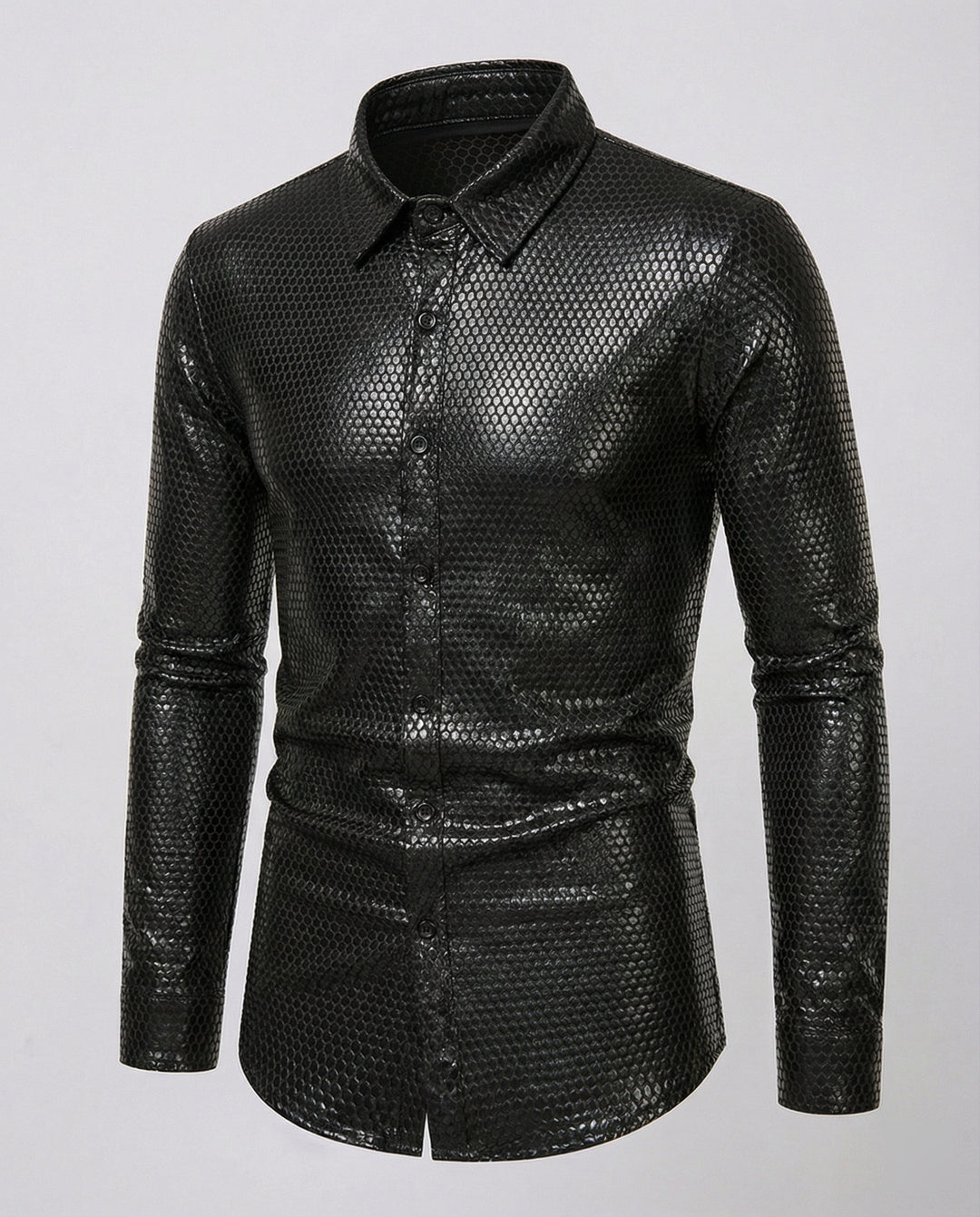 Herren Hemd mit glanzvollem Wabenmuster R&B
