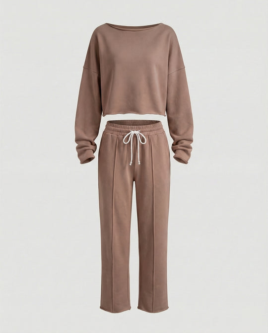 Damen Casual Sweatshirt und weit geschnittene Hose Set R&B
