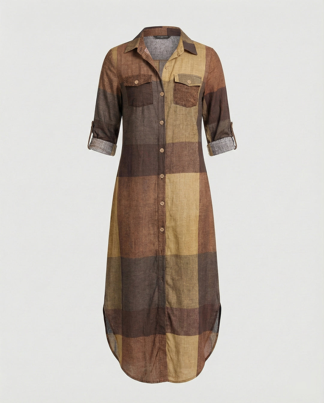 Freizeitkleid Damen Hemdblusenkleid Schlitz