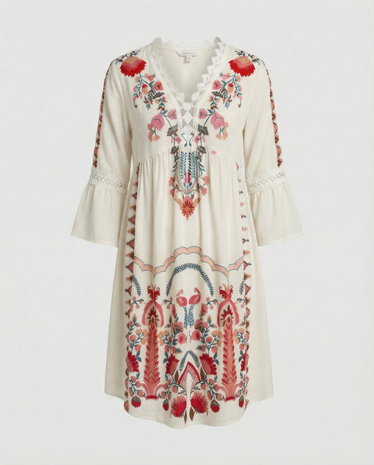 Boho Blumenkleid Damen A-Linie