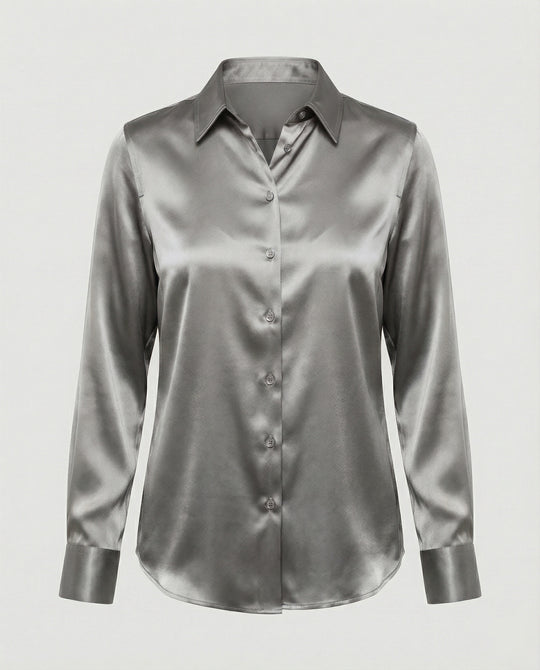 Bluse Damen Satin Seidig