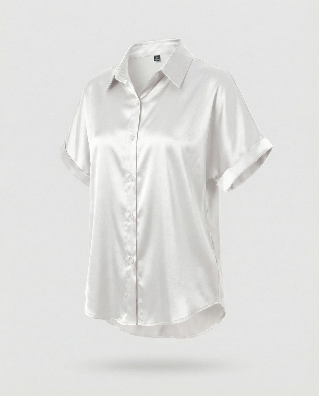 Damen Satin-Bluse mit großem Kragen und überschnittenen Schultern R&B