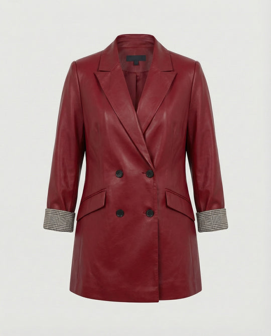 Damen Doppelreihiger Blazer mit kontrastierenden Ärmelaufschlägen R&B