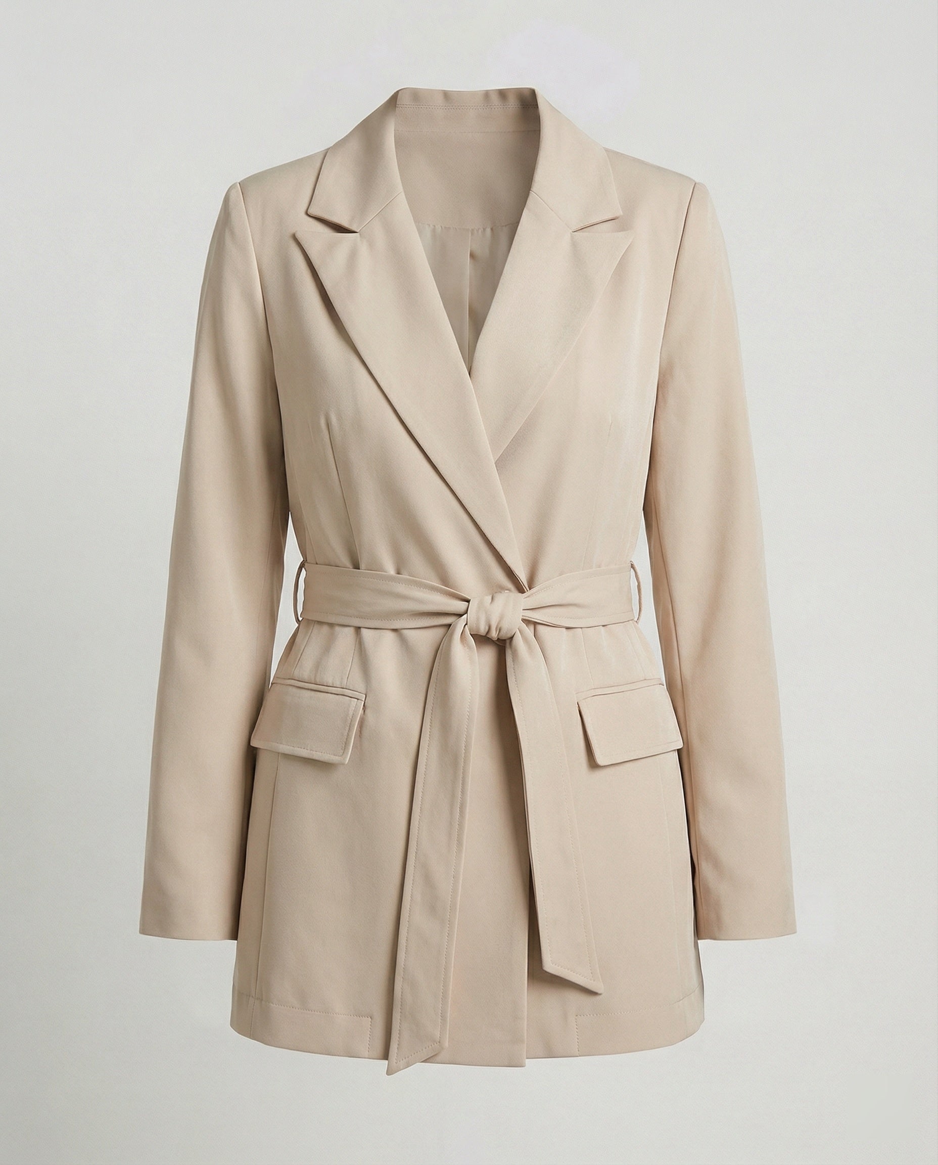 Blazer Mantel Mit Wickelgürtel Damen
