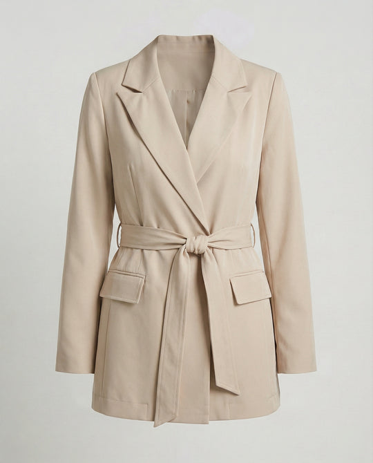 Blazer Mantel Mit Wickelgürtel Damen