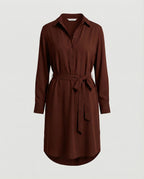 Hemdblusen Minikleid Mit Bindegürtel Damen